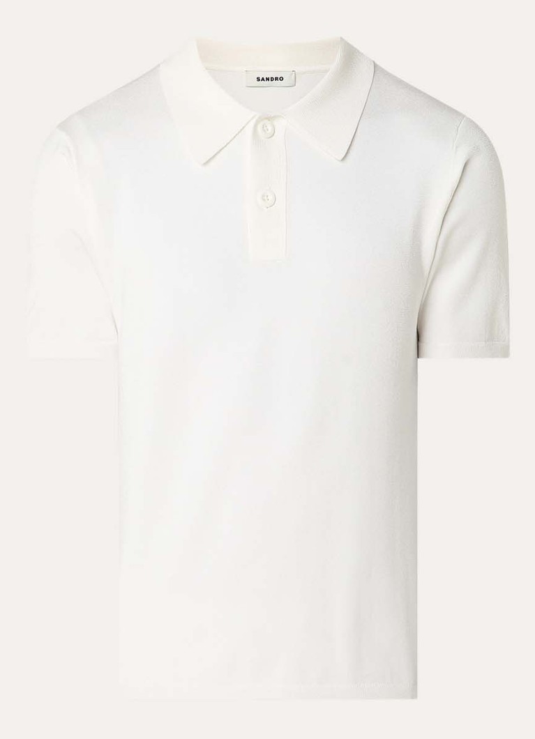 Sandro Heren Regular fit fijngebreide polo met stretch in de kleur Wit