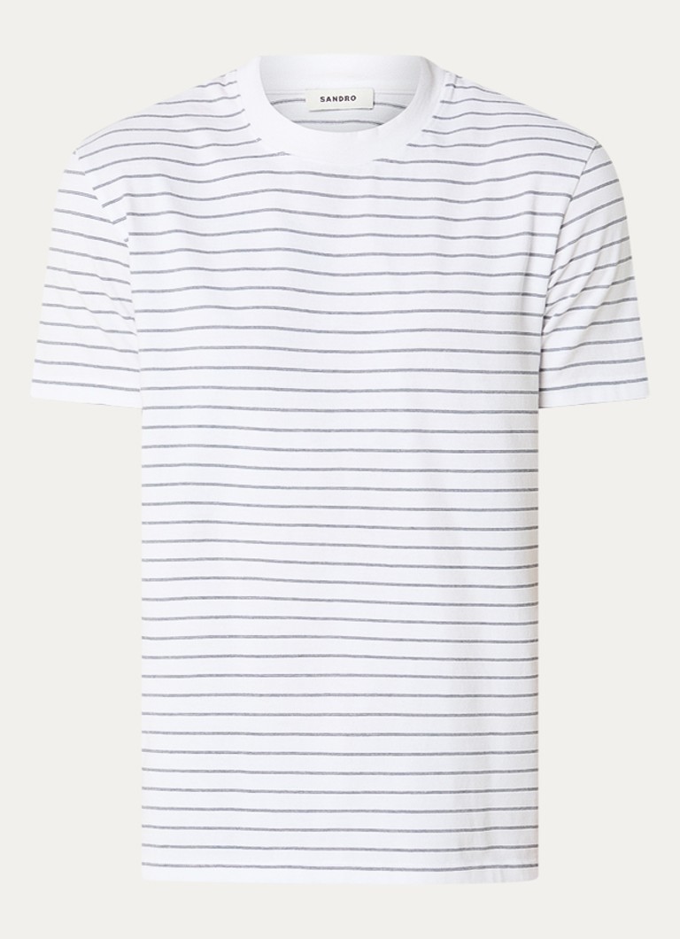 Sandro Heren T-shirt met streepprint in de kleur Gebroken wit