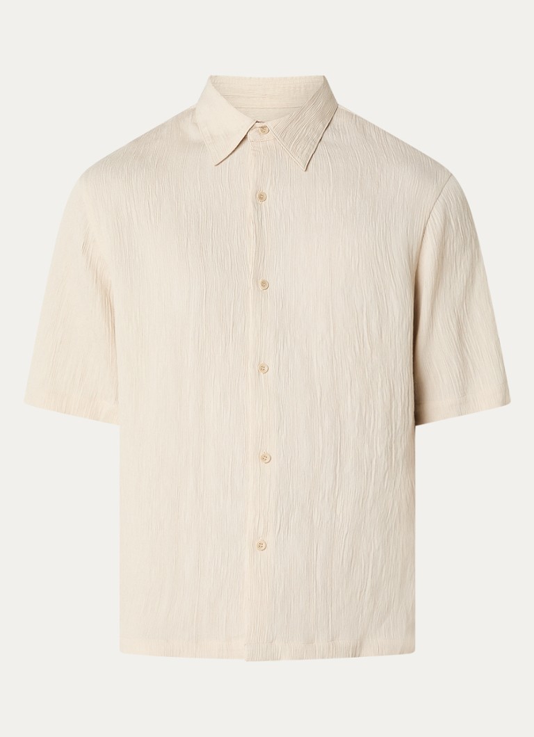 Sandro Heren Regular fit overhemd met structuur in de kleur Beige