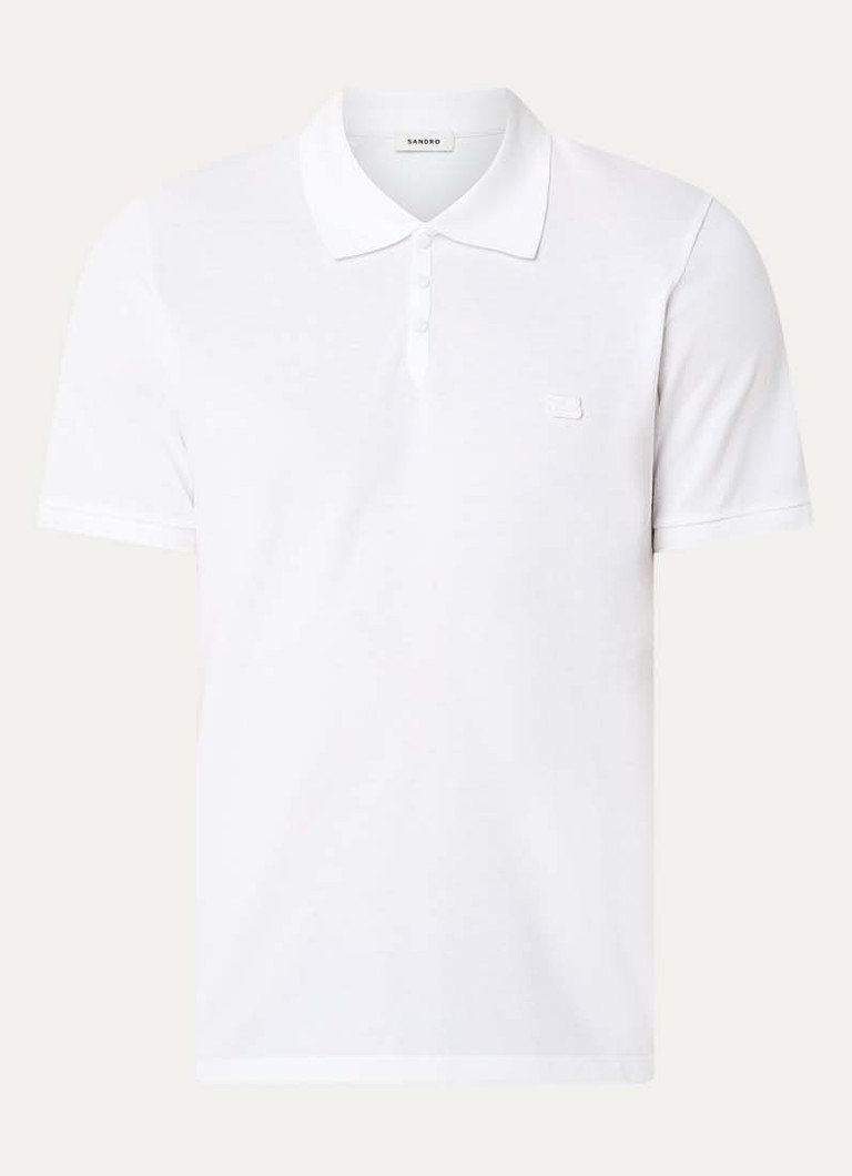 Sandro Heren Regular fit polo van piqué katoen met logo in de kleur Wit