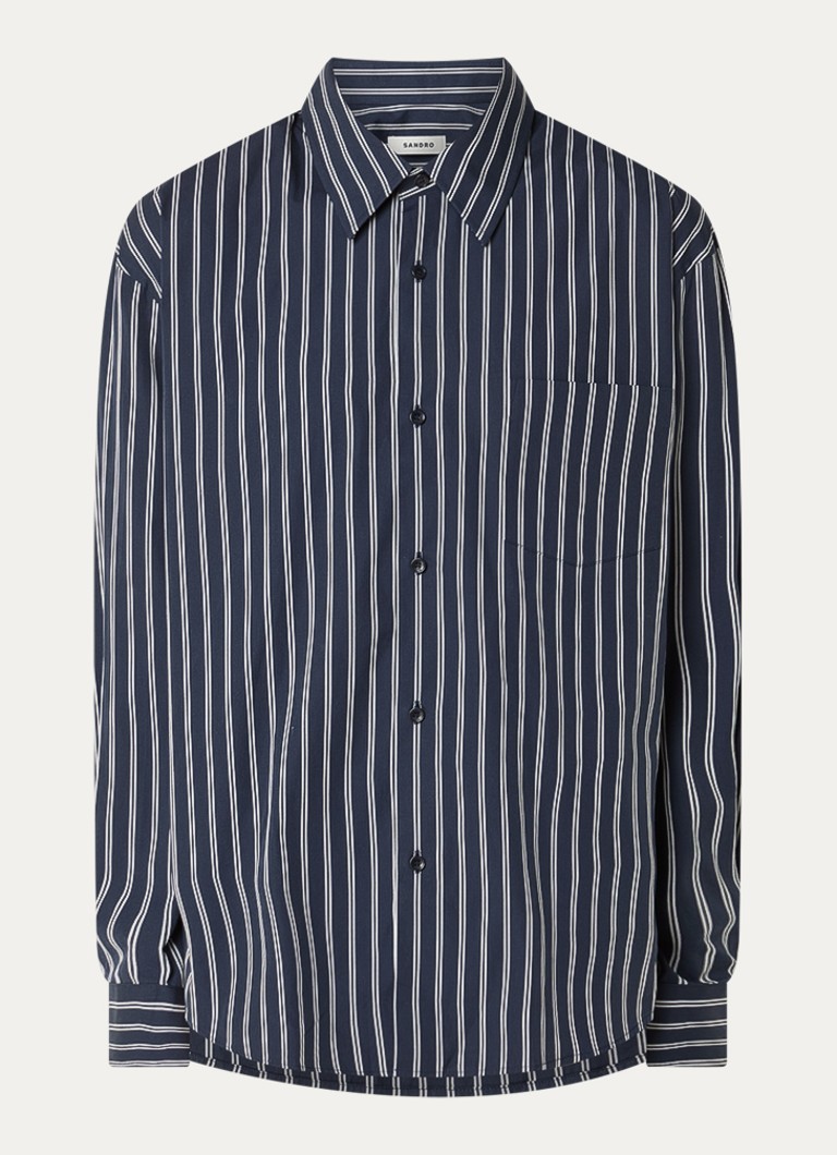 Sandro Heren Regular fit overhemd met streepprint in de kleur Donkerblauw