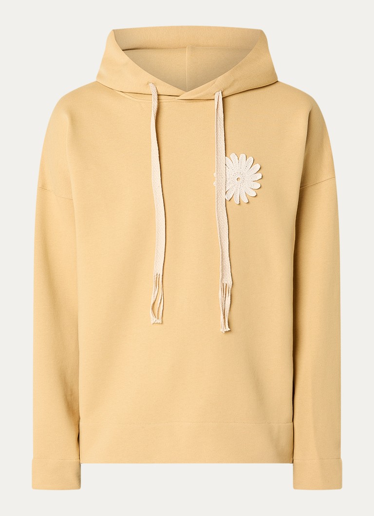Sandro Heren Hoodie met bloemborduring in de kleur Okergeel
