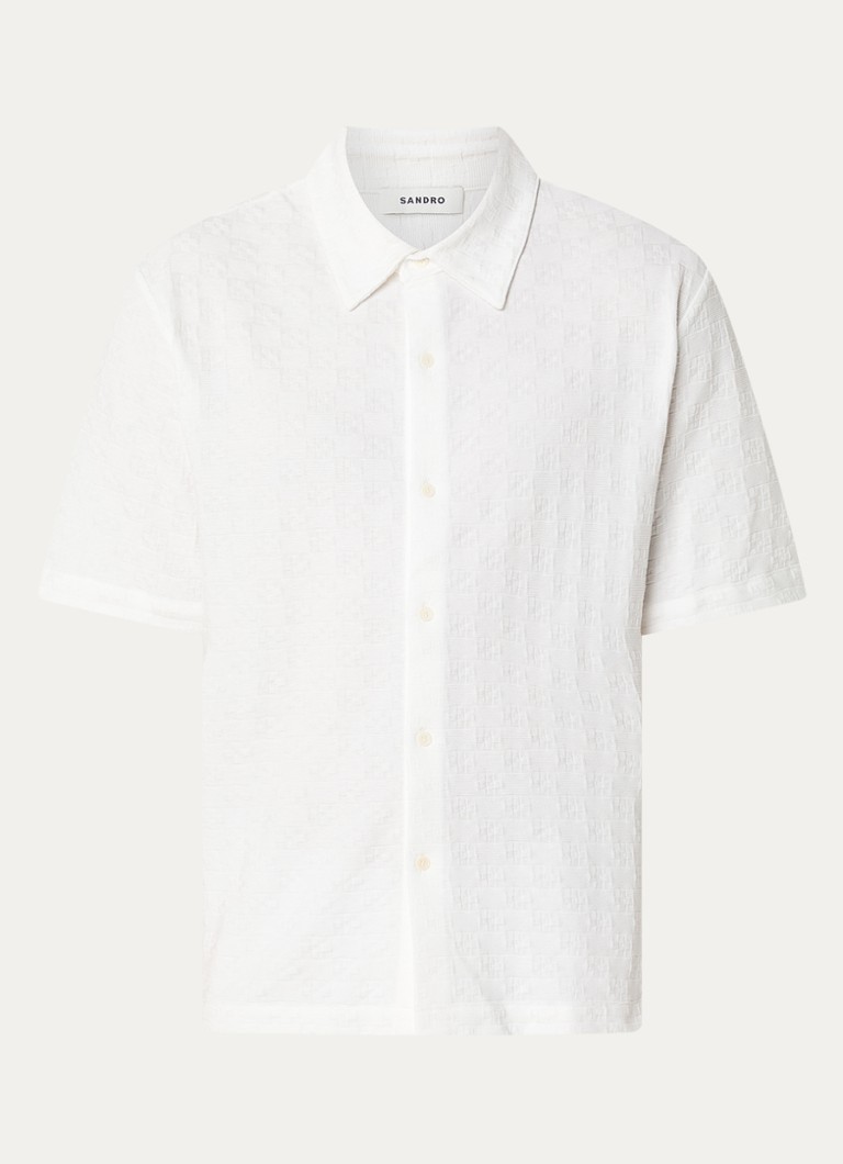Sandro Heren Regular fit overhemd met ruitdessin in de kleur Wit