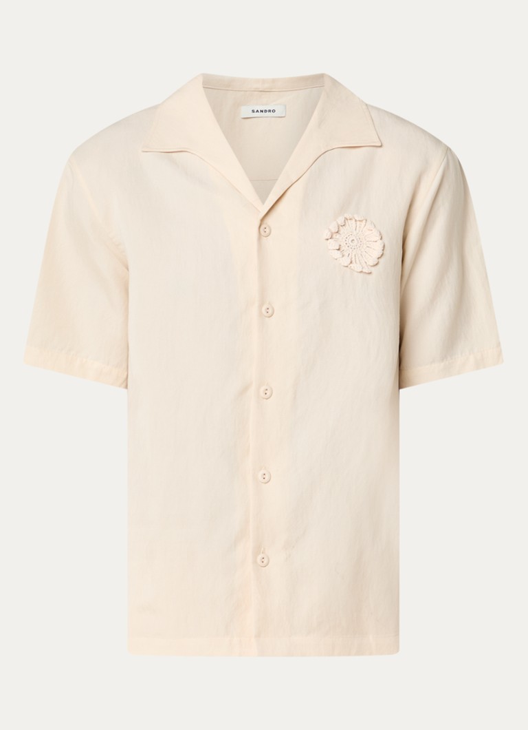 Sandro Heren Regular fit overhemd met borduring in de kleur Creme