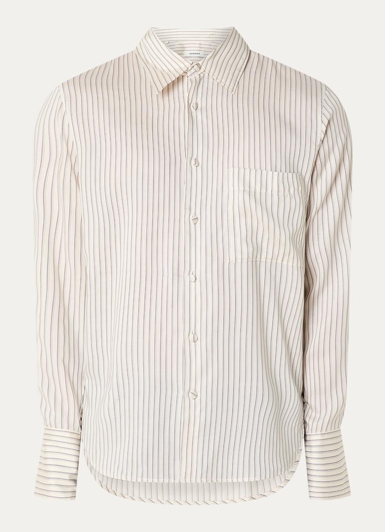 Sandro Heren Overhemd met streepprint in de kleur Beige