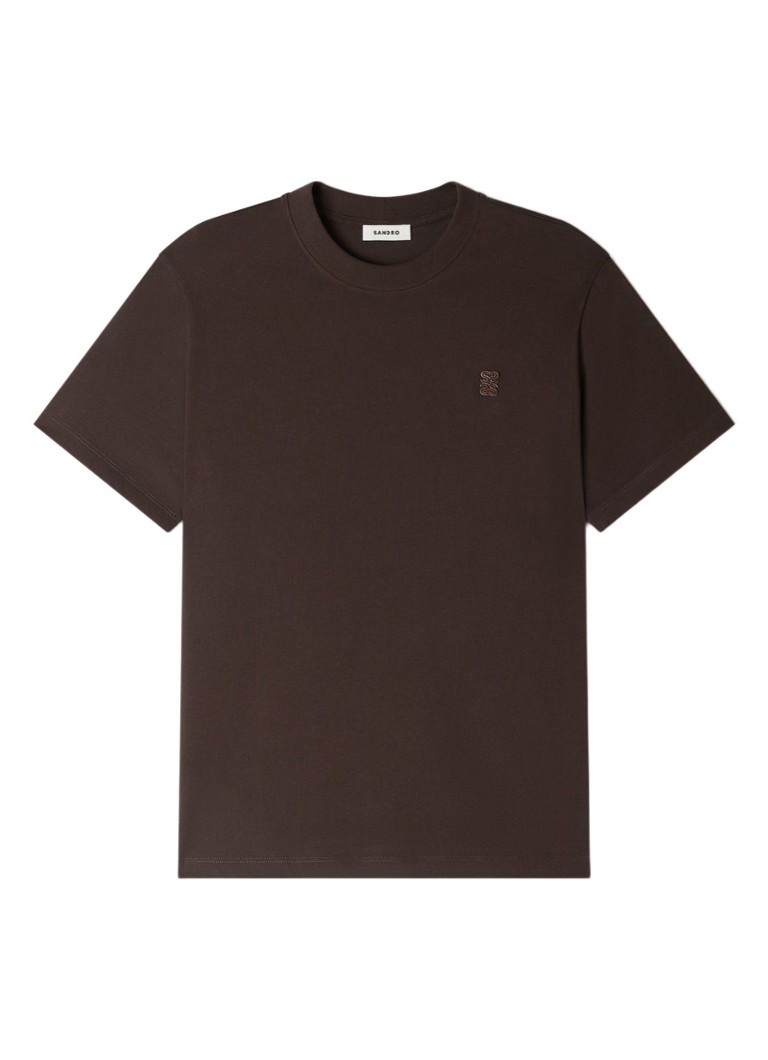 Sandro Heren T-shirt met logo in de kleur Chocoladebruin