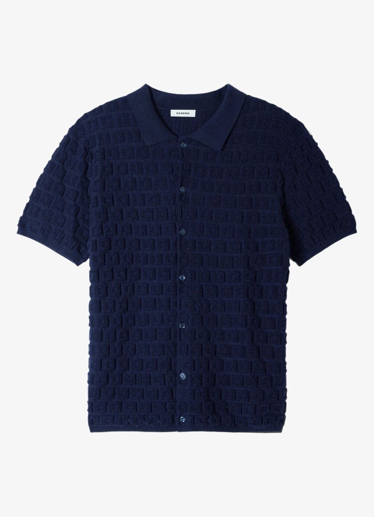 Sandro Heren Vest met met jacquard dessin in de kleur Navy Blue / Blauw