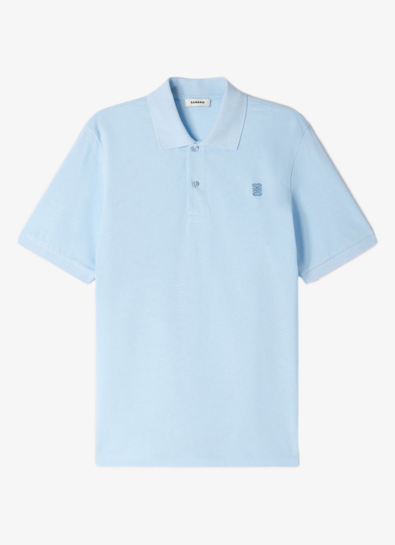 Sandro Heren Regular fit polo met logoborduring in de kleur Lichtblauw