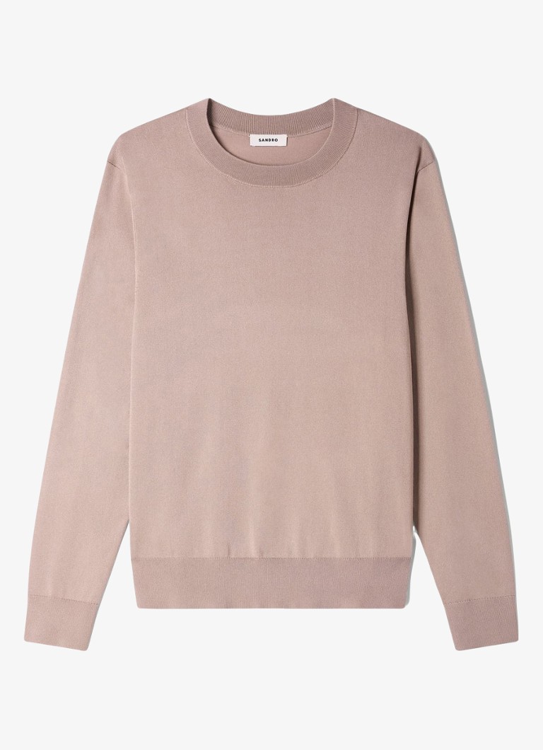 Sandro Heren Fijngebreide pullover met ronde hals in de kleur