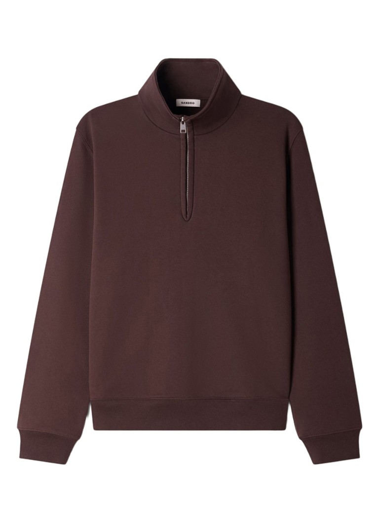 Sandro Heren Sweater met halve rits in de kleur Bruin