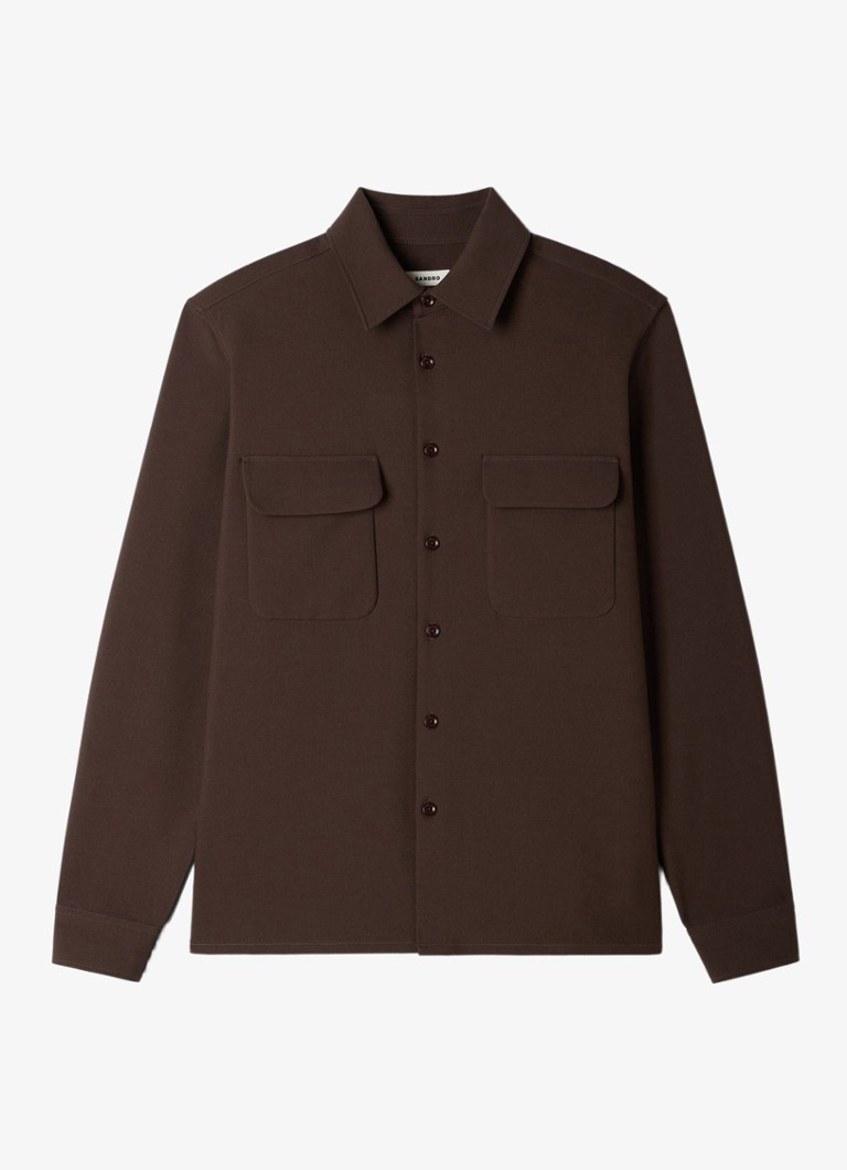 Sandro Heren Overshirt met borstzakken in de kleur Dark Taupe / Bruin