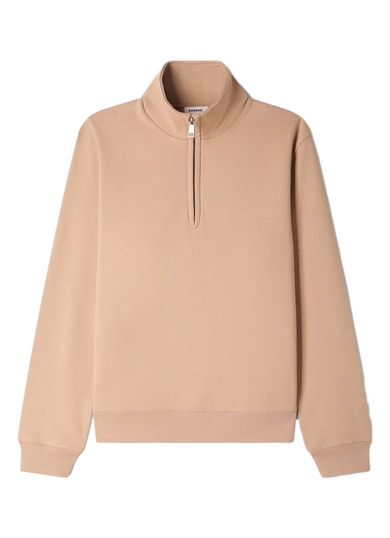 Sandro Heren Sweater met halve rits in de kleur Beige