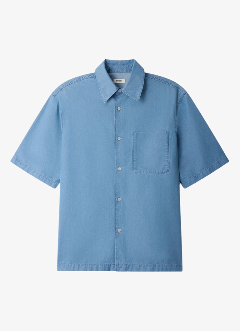 Sandro Heren Oversized fit overhemd met borstzak in de kleur Chambray / Blauw