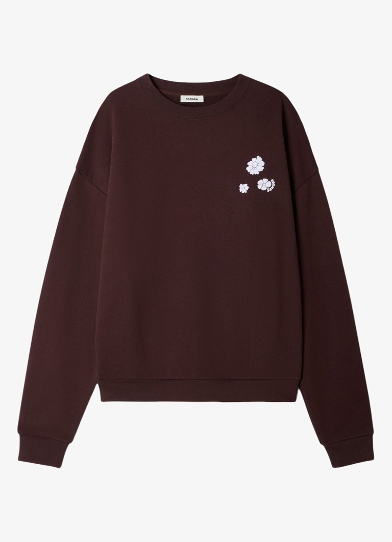 Sandro Heren Oversized sweater met logo in de kleur Chocoladebruin