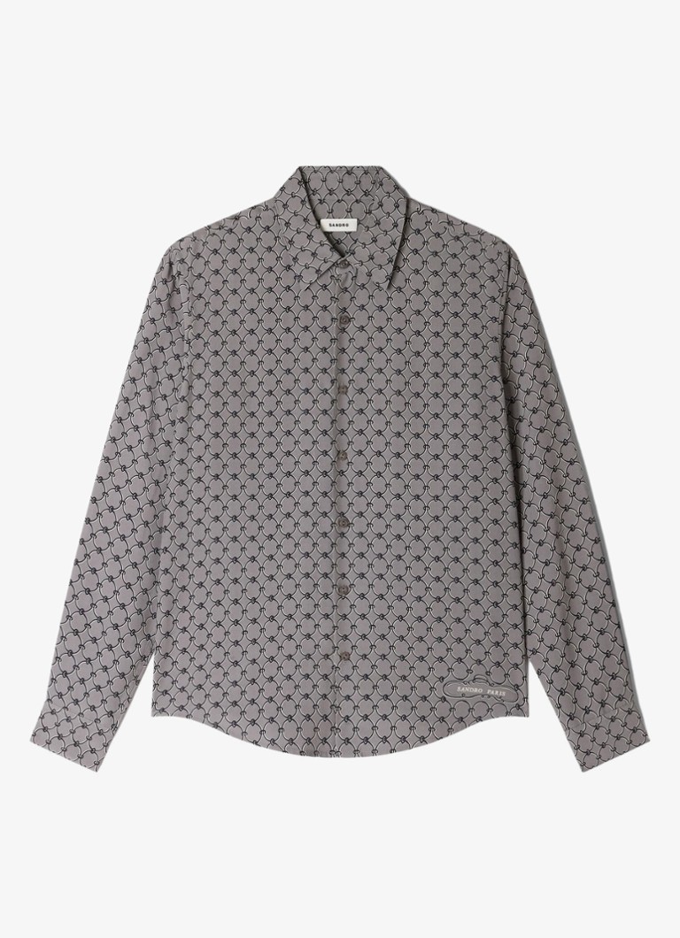 Sandro Heren Comfort fit overhemd met grafische print in de kleur Grijs