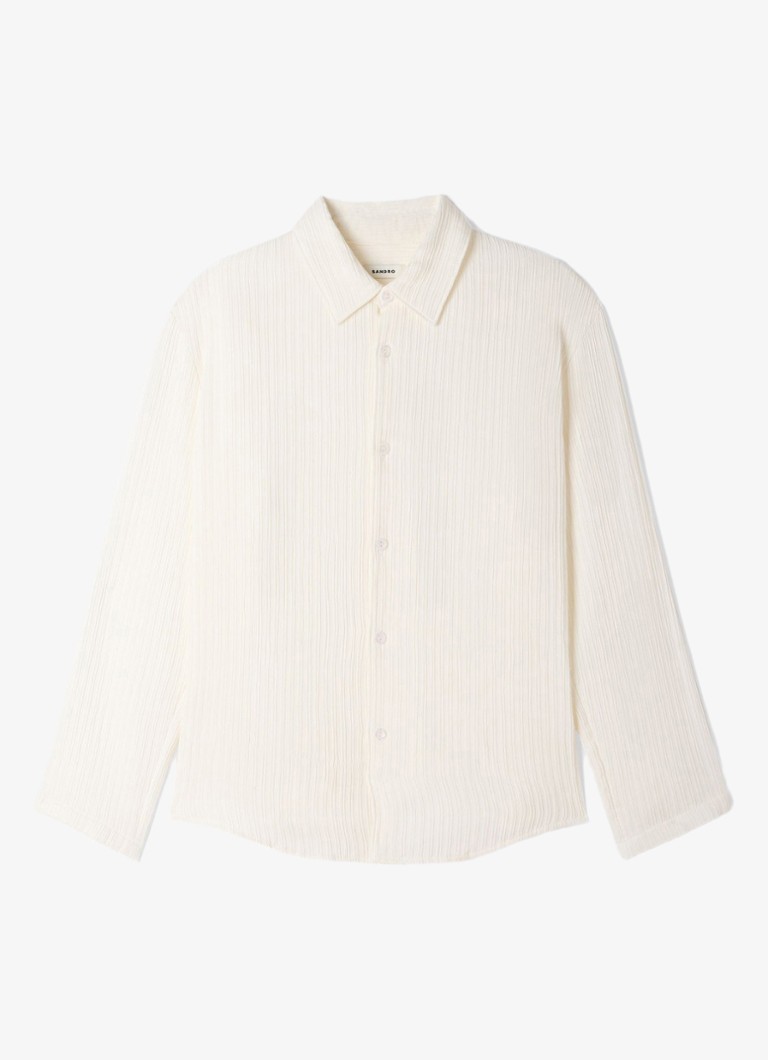 Sandro Heren Oversized fit overhemd met structuur in de kleur Wit