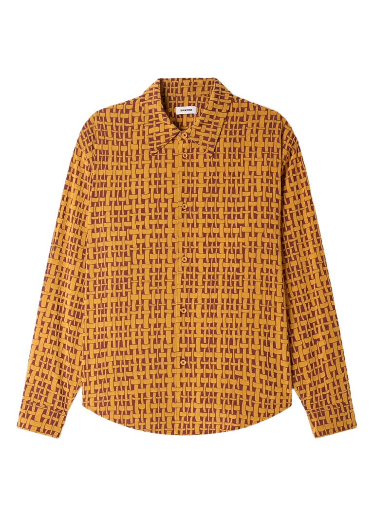 Sandro Heren Regular fit overhemd met print in de kleur Mosterd