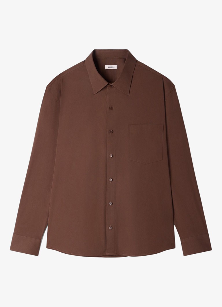 Sandro Heren Oversized fit overhemd met borstzak in de kleur Bruin