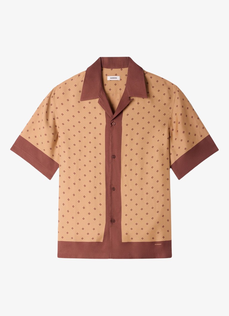 Sandro Heren Regular fit overhemd met print in de kleur Camel