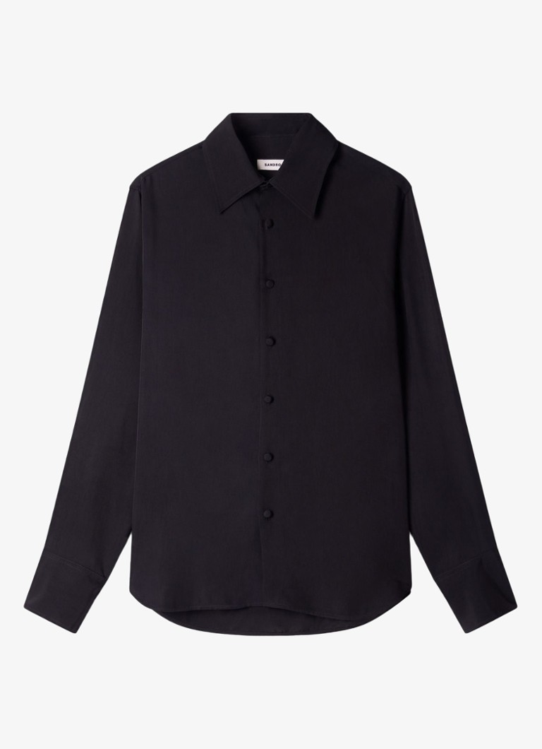 Sandro Heren Regular fit overhemd met plooien in de kleur Zwart