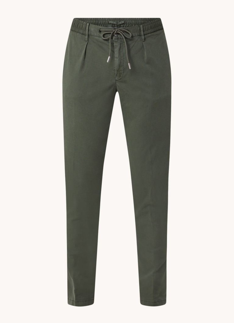 Profuomo Heren Skinny fit chino met steekzakken in de kleur Bronsgroen, maat: 56