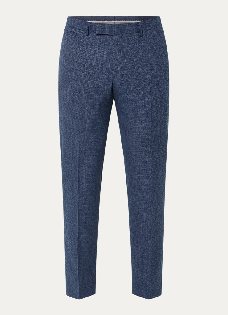 Strellson Heren Kynd tapered fit chino met gemêleerd dessin en steekzakken in de kleur Petrol, maat: 56
