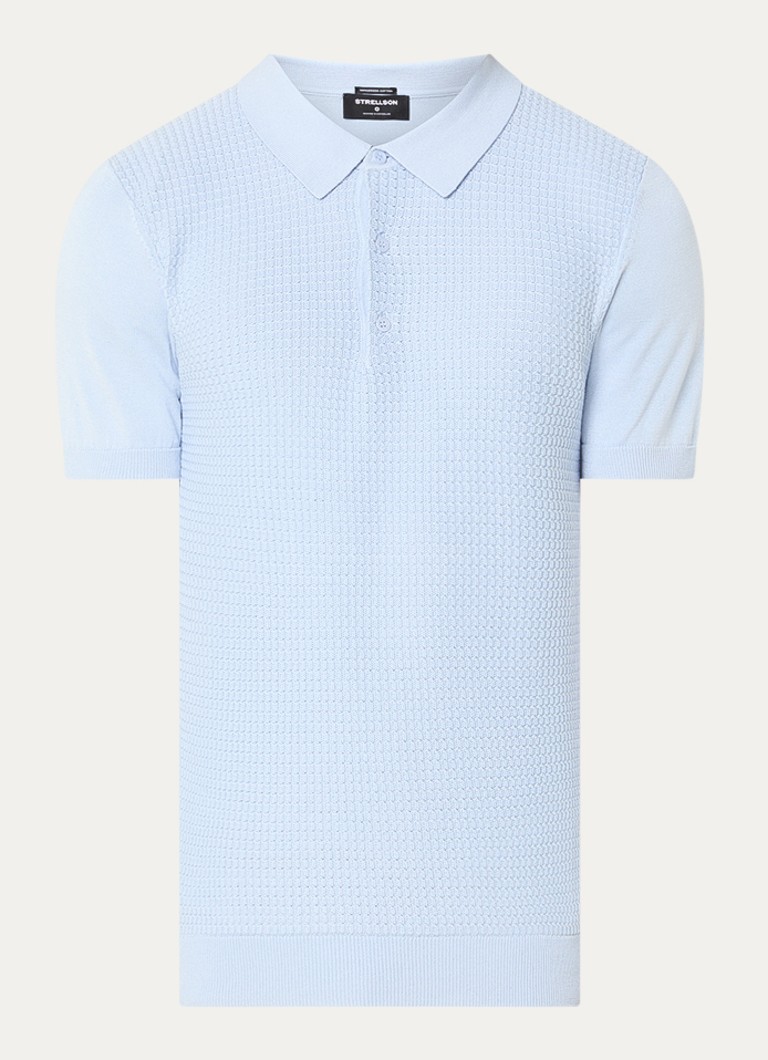Strellson Heren Adrian regular fit polo van katoen met structuur in de kleur Blauw, maat: S