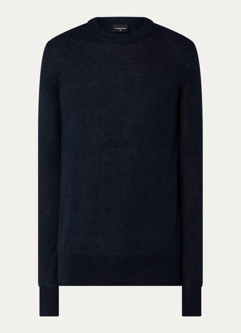 Strellson Heren Alpus fijngebreide pullover alpaca wolblend in de kleur Donkerblauw, maat: XL