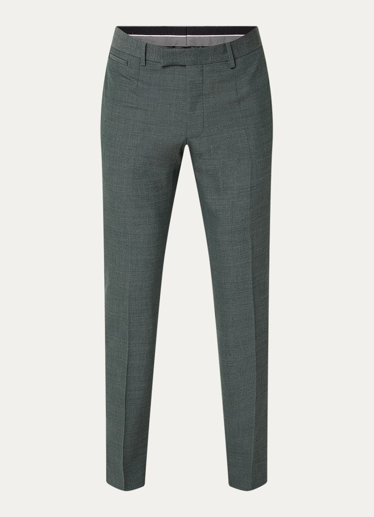 Strellson Heren Kynd slim fit pantalon in wolblend met steekzakken in de kleur Olijfgroen, maat: 56