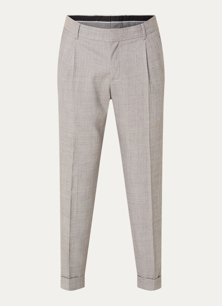 Strellson Heren Luis straight fit pantalon in wolblend met steekzakken in de kleur Beige, maat: 54