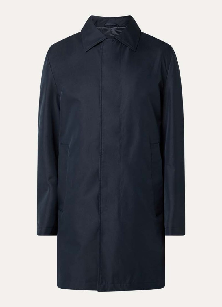 Strellson Heren Naro trenchcoat met steekzakken en kraag in de kleur Donkerblauw, maat: 52