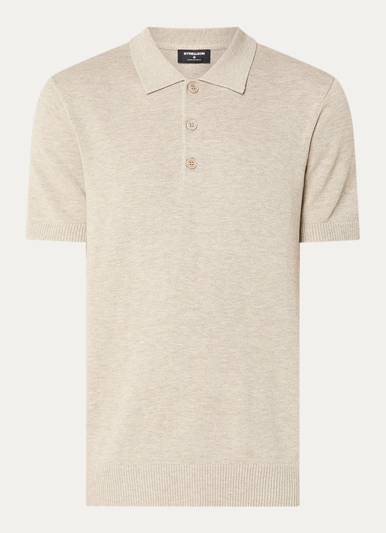 Strellson Heren Loic fijngebreide pullover met polokraag in de kleur Beige, maat: L