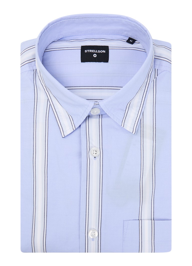 Strellson Heren Nelson1 regular fit overhemd met streepprint in de kleur Lichtblauw, maat: M