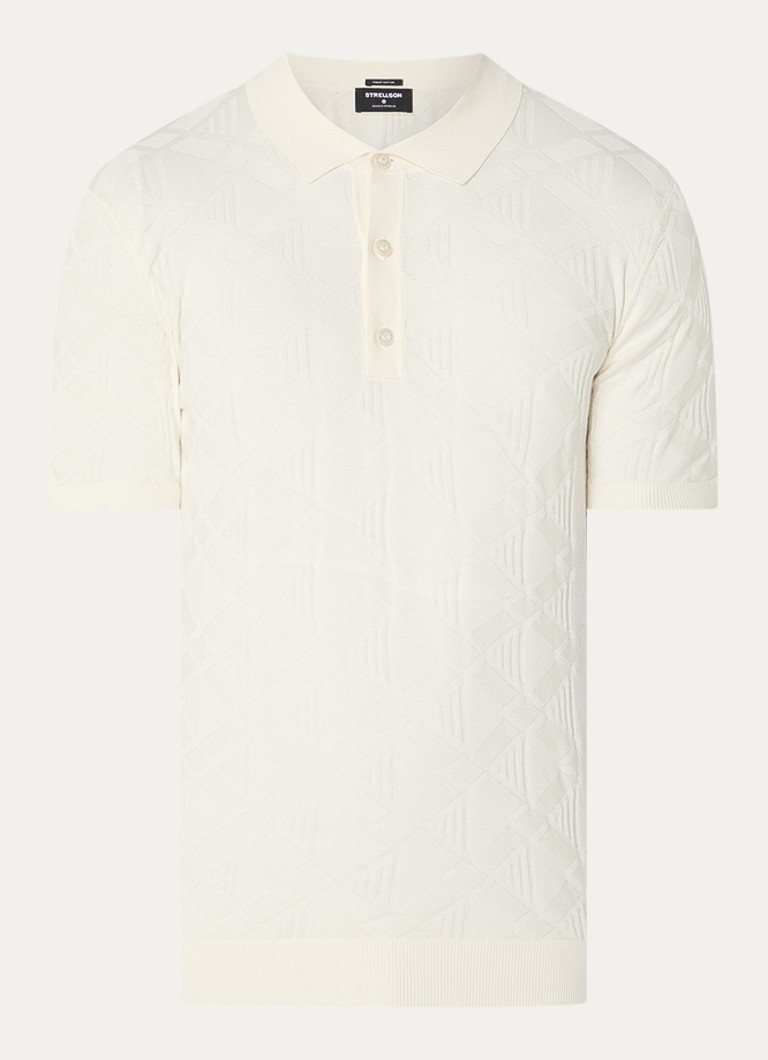 Strellson Heren Vincent regular fit polo met ruitdessin in de kleur Beige, maat: S