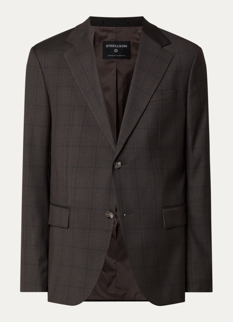 Strellson Heren Aidan regular fit colbert met klepzakken in de kleur Donkerbruin, maat: 54