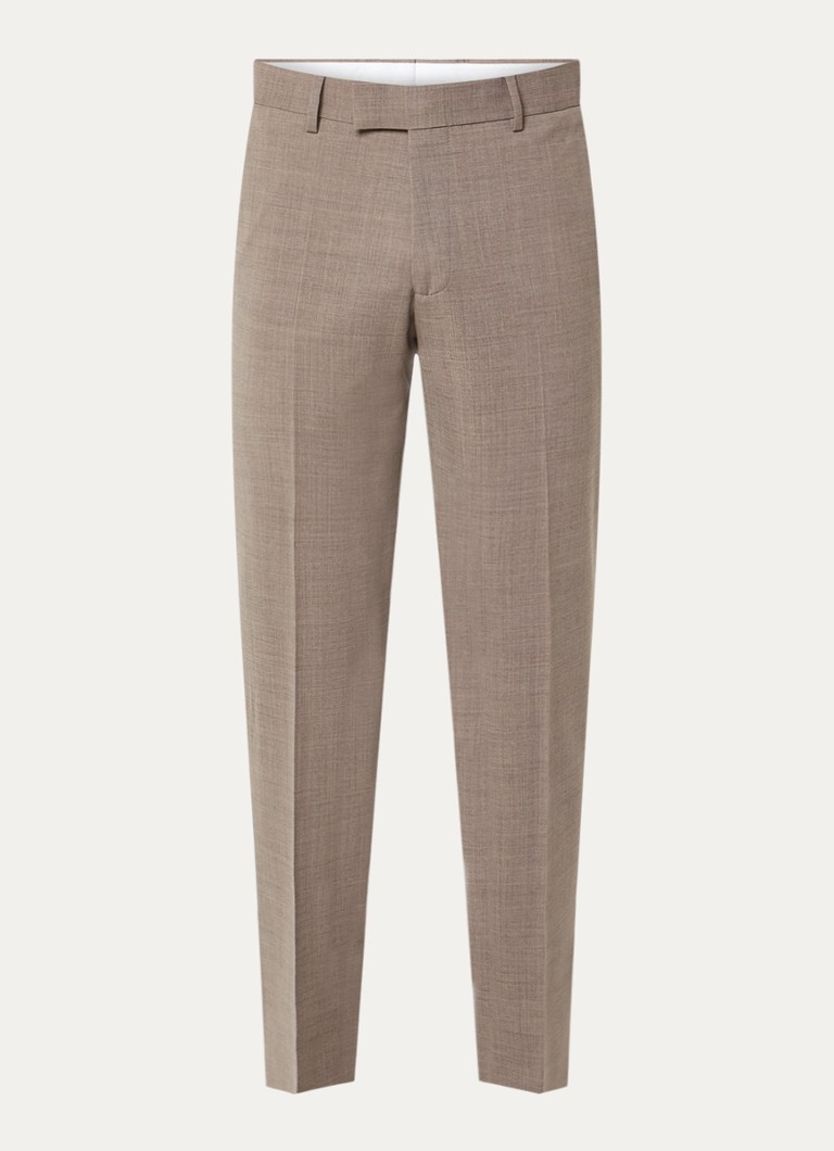 Strellson Heren Melwin slim fit pantalon in wolblend met gemêleerd dessin in de kleur Beige, maat: 46