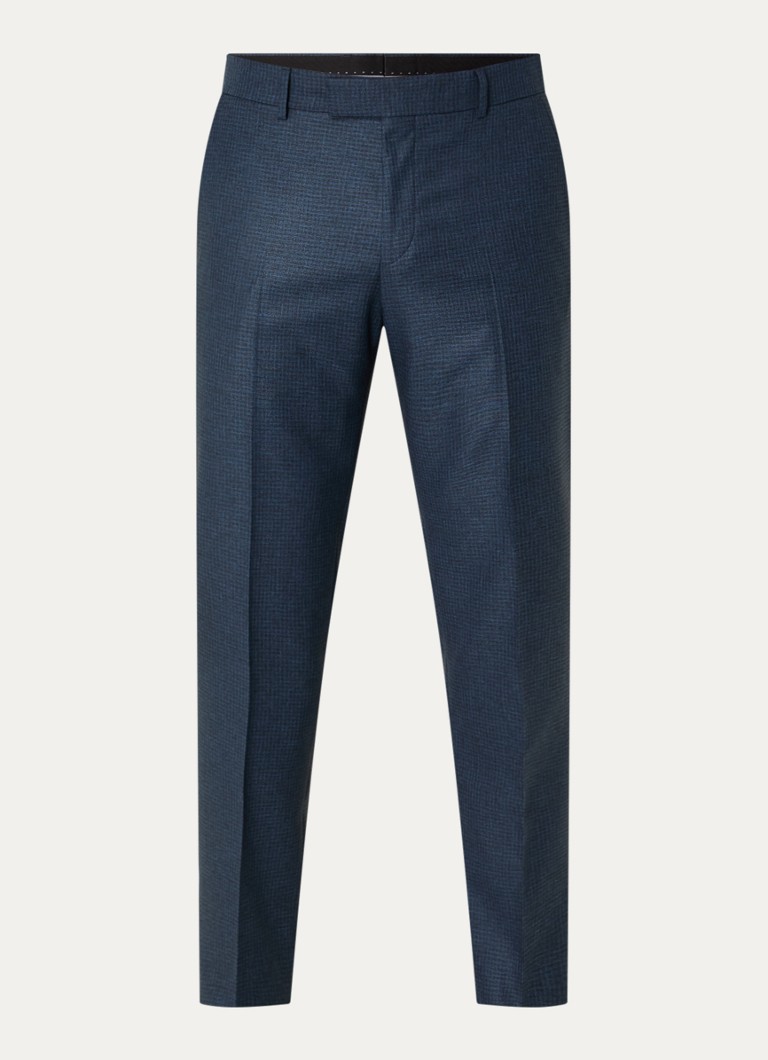 Strellson Heren Melwin slim fit pantalon met ruitdessin in de kleur Indigo, maat: 52