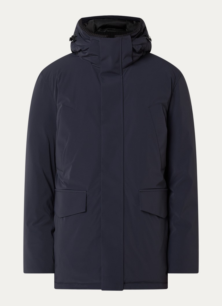Strellson Heren Plaza gewatteerde parka met capuchon en klepzakken in de kleur Donkerblauw, maat: 48