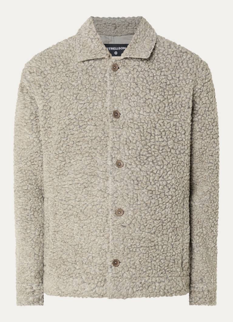 Strellson Heren Nad-J overshirt van teddy in de kleur Grijsmele, maat: XL