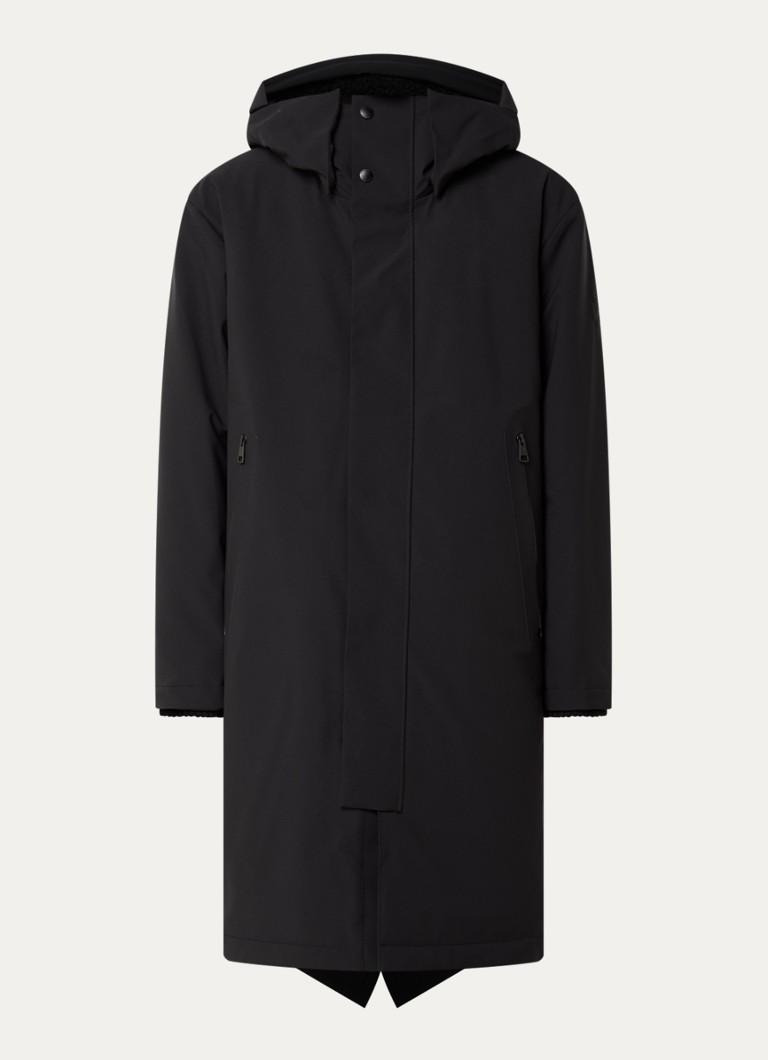 Strellson Heren Reloaded longline gewatteerde parka in de kleur Zwart, maat: 48