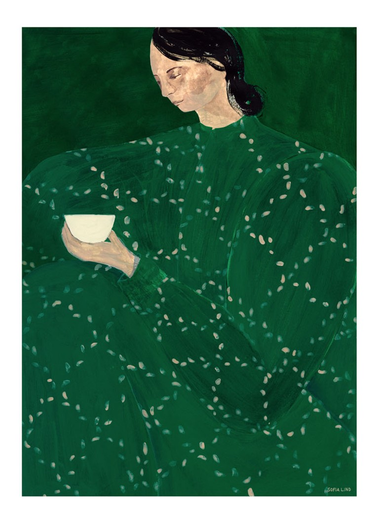 THE POSTER CLUB Coffee Alone At Place De Clichy, Sofia Lind print Donkergroen - Deal