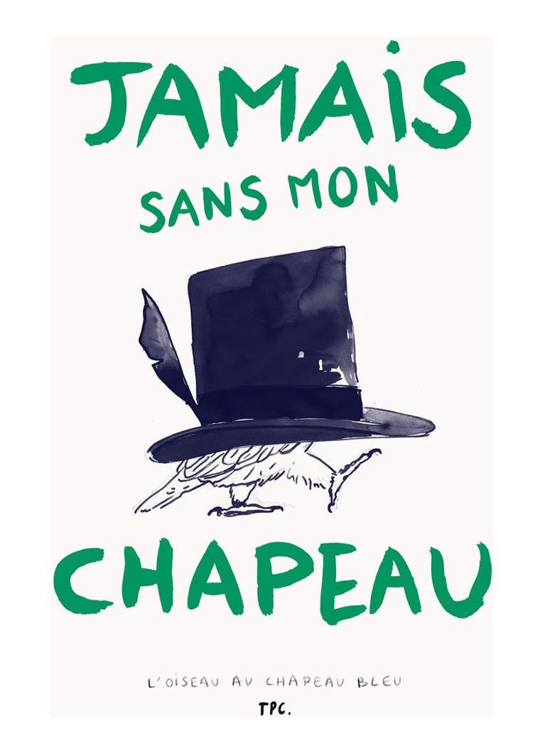 THE POSTER CLUB Another Art Project, L'Oiseau au Chapeau Bleu print Groen - Deal