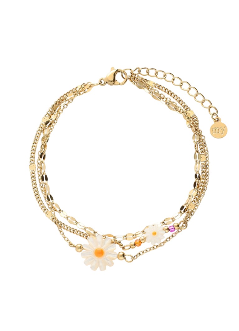 My Jewellery Dames Triple Chain Daisy armband in de kleur Goud