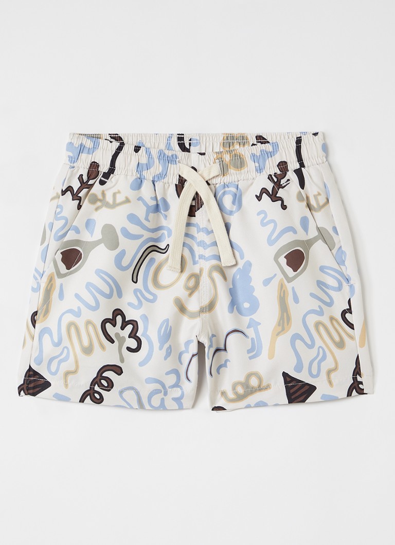 OAS Jongens Memento zwemshorts met grafische print in de kleur Creme, maat: 134-140/8-10Y