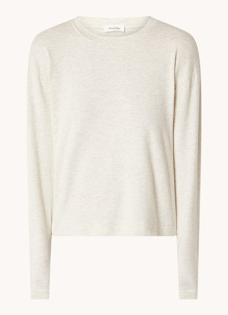 American Vintage Dames Ypawoodd longsleeve met gemêleerd dessin in de kleur Grijsmele, maat: XS/S