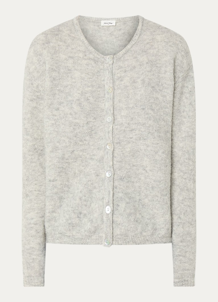 American Vintage Dames Fijngebreid vest in alpaca wolblend in de kleur Lichtgrijs, maat: M