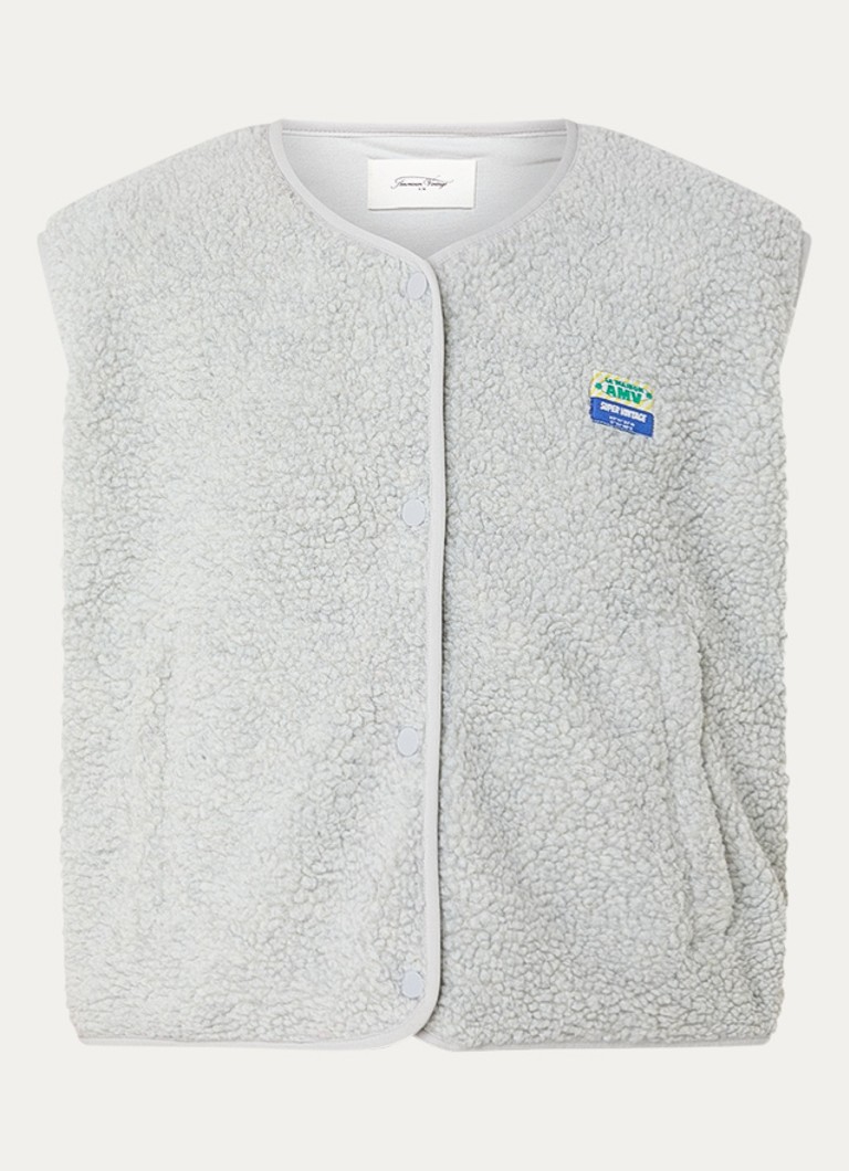 American Vintage Dames Gilet van teddy met ritszakken in de kleur Lichtgrijs, maat: xs/s
