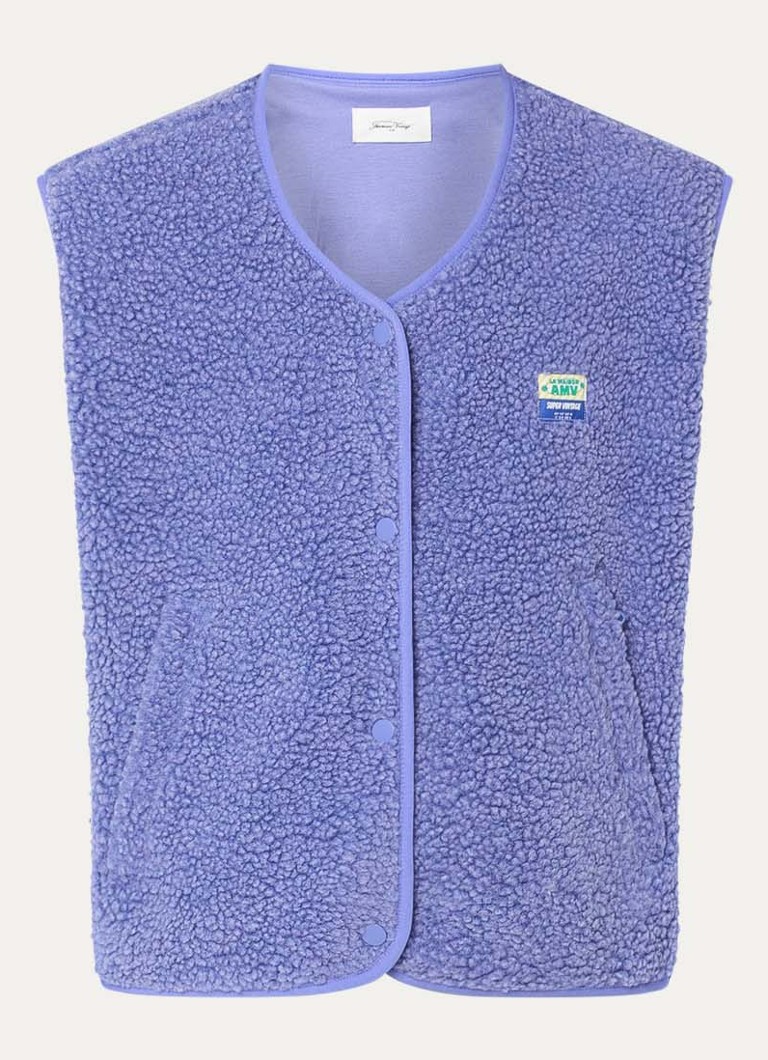 American Vintage Dames Hoktown gilet van teddy met ritszakken in de kleur Paars, maat: M/L