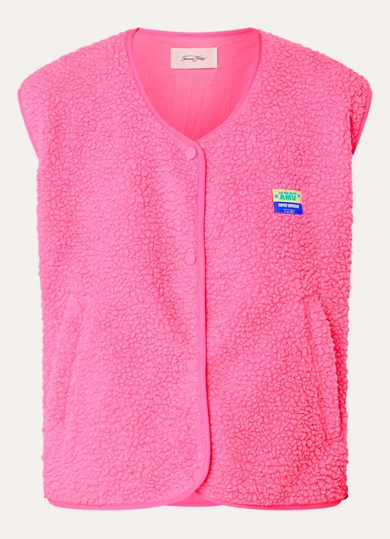 American Vintage Dames Hoktown gilet van teddy met ritszakken in de kleur Fuchsia, maat: M/L