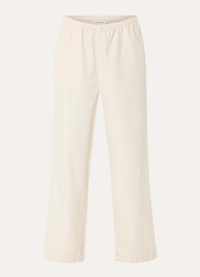 American Vintage Dames Lycaz high waist straight fit broek met steekzakken in de kleur Gebroken wit, maat: L